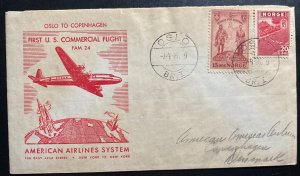 1946 Oslo Norway First Flight Airmail Cover FFC To Copenhagen Denmark FAM 24