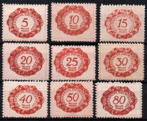 Liechtenstein Sc #J1-J9 Mint Hinged