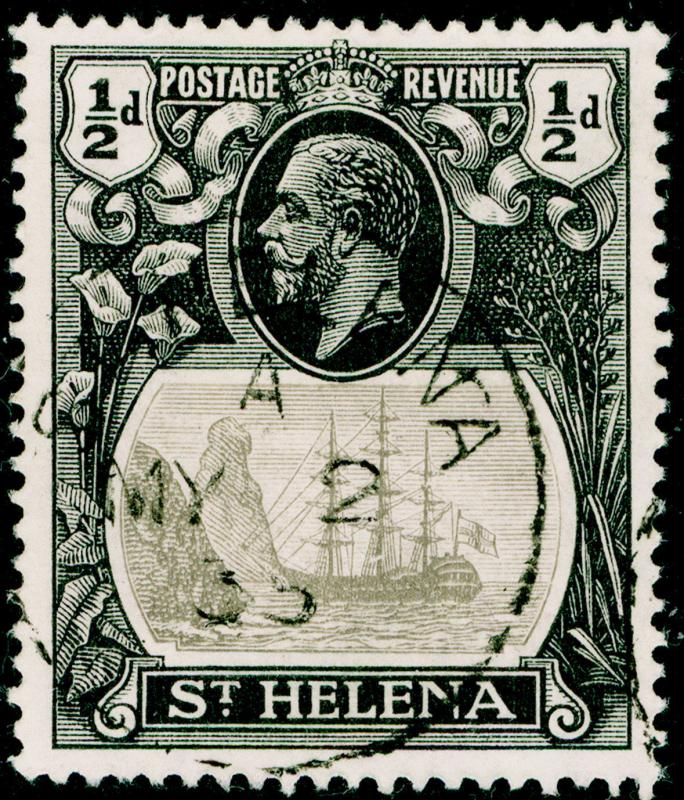 ST. HELENA SG97a, ½d grey & black, VERY FINE USED CDS. Cat £120. BROKEN MAINMAST