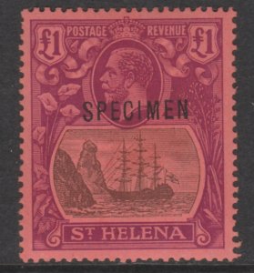 St HELENA 1922 KG5  £1 SPECIMEN  Vignette frame broken (position 24)