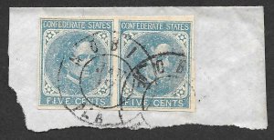 Doyle's_Stamps: Used CSA Imperf Pair w/MOBILE ALA CDS, Scott #6