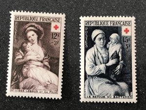 France semi postal scott# B282- B283 Red Cross 1953 MNH
