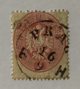 Austria 1863 Scott 19 used - 1k, Coat of Arms