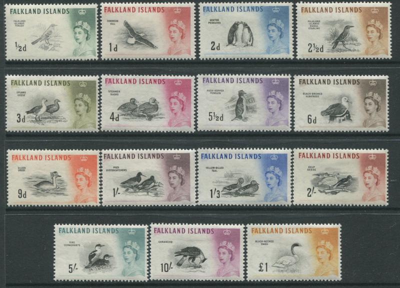 Falkland Islands QEII 1960 Birds complete set to £1 mint o.g.