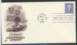 US 2875 1994 $2 Madison/Bureau of Engraving and Printing on unaddressed FDC with Artcraft Cachet
