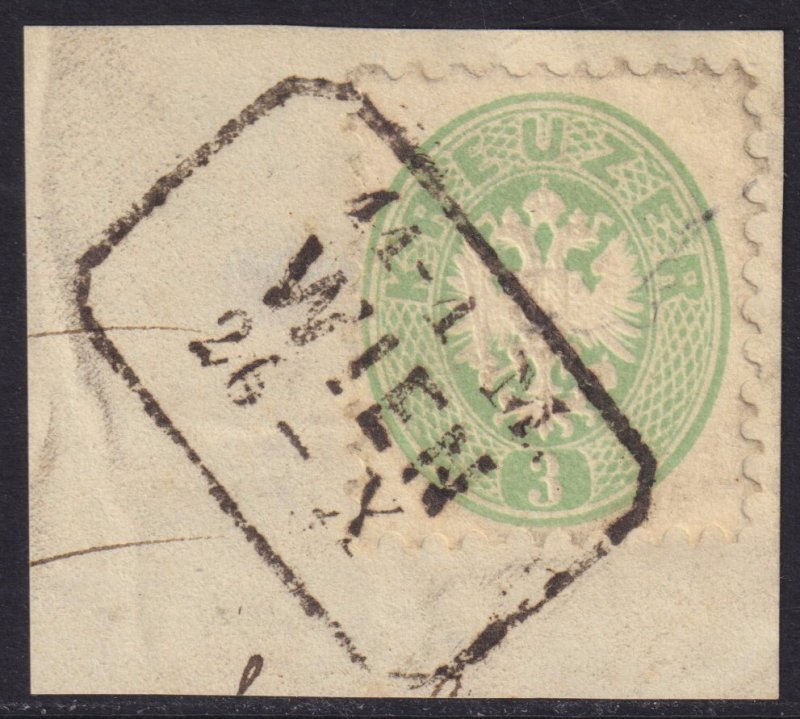 Austria - 1864 - Scott #23 - used on piece - WIEN box pmk
