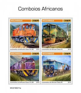 MOZAMBIQUE - 2019 - African Trains - Perf 4v Sheet - Mint Never Hinged