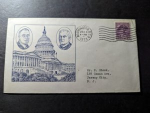 1933 USA FDR Inauguration Souvenir Cover Washington DC to Jersey City NJ