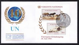 UN Vienna 54 Anniversary Souvenir Sheet UN Postal Admin U/A FDC