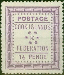 Cook Islands 1892 1 1/2d Mauve SG2 Fine MM