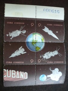 Stamp-Cuba-Scott#862a,867a,872a,877a,882a-Mint Hinged Blocks of 5 Stamps+1 Label