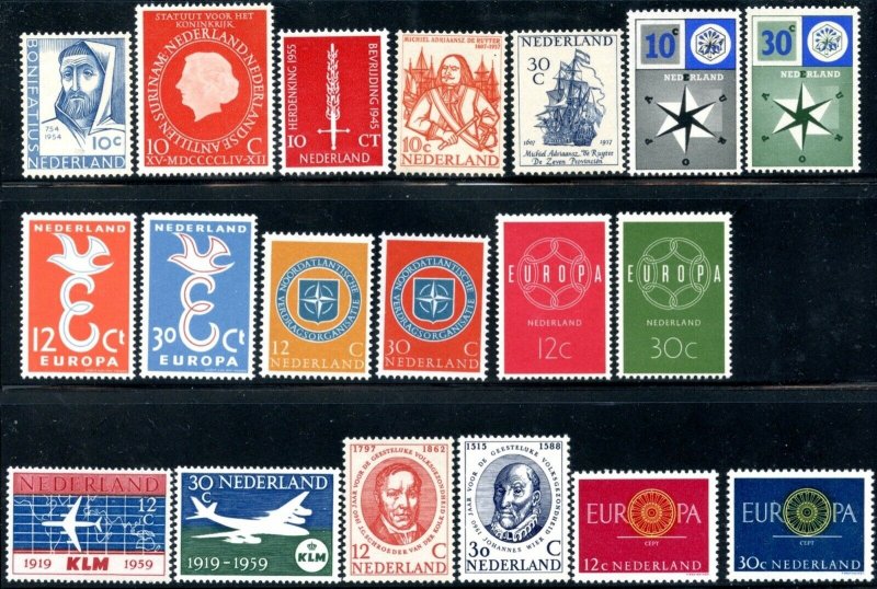 NETHERLANDS Sc#365//403 1954-1963 Sixteen Complete Sets OG Mint Most NH