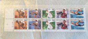 Olympian 25c USA  Plate Block Stamps