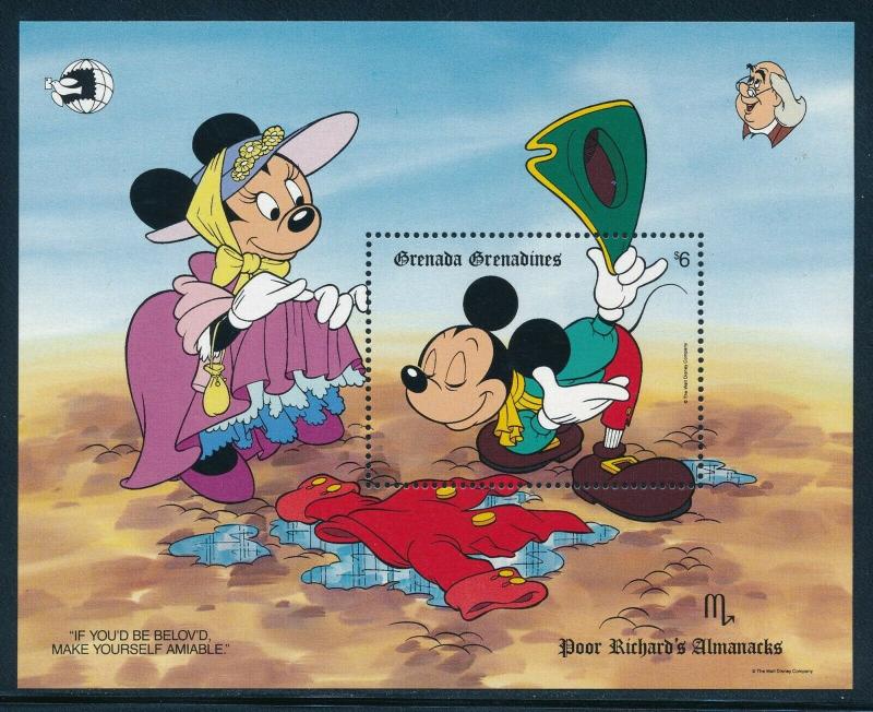 Disney Grenada Grenadines - MNH Souvenir Sheet Poor Richard #1103 (1989)