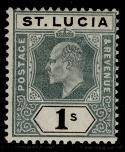 ST. LUCIA EDVII SG74, 1s green & black, M MINT. Cat £50.