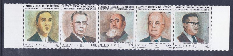 Mexico 1297a (1293-97) MNH 1982 Scientists Strip of 5 Very Fine