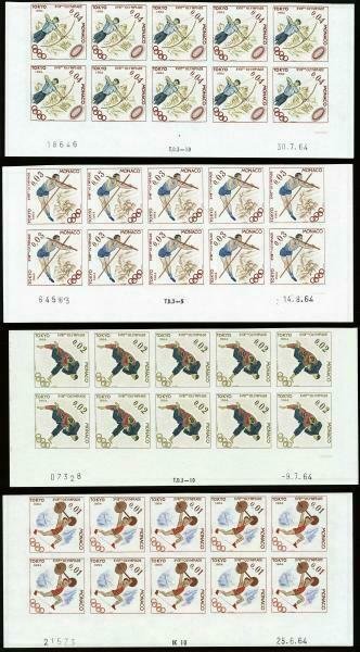 Monaco 654/7 PA83 imperforated block 10. 1964 Olympics 2 SCANS