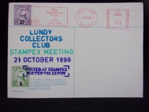 LUNDY: LUNDY STAMPS USED ON 1990 POSTCARD