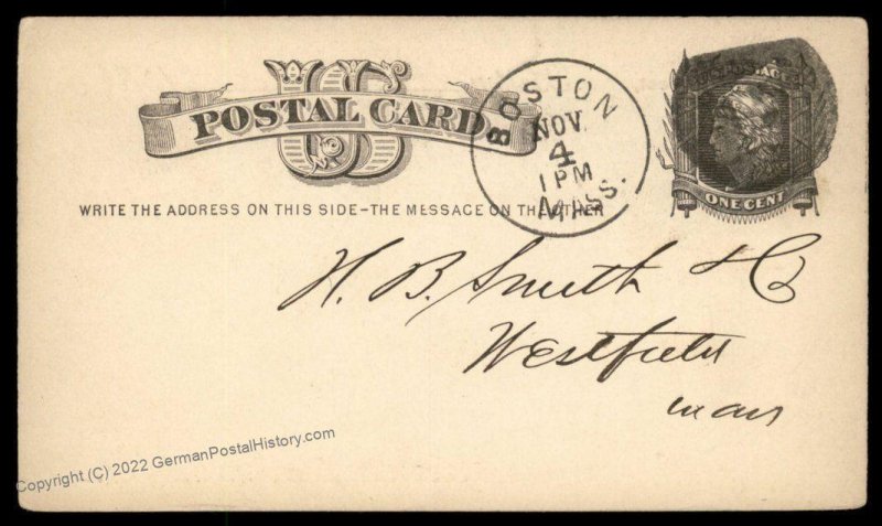 USA 1800s Boston Mass Negative Letter F Fancy Cancel Cover 95029