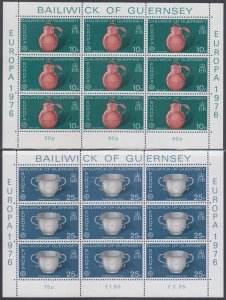 GUERNSEY Sc #135-6 CPL MNH in SHEETS of 9 - EUROPA 1976