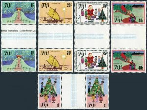 Fiji 518-522 gutter,MNH.Michel 512-516. Christmas 1984.Church,Sailing,Tree.