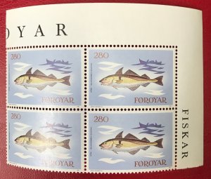 1983 Faroe Islands plate block Haddock fish Sc 98 CV $.85 Lot 592