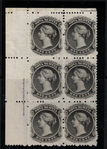 Nova Scotia #8i Very fine Never Hinged Imprint Block Of Six **With Certificate**