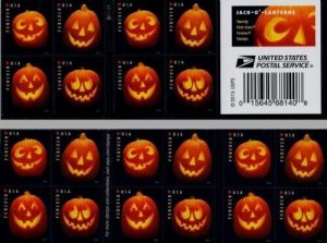 2016 47c Forever Jack-O'-Lanterns, Booklet of 20 Scott 5137-5140 Mint F/VF NH