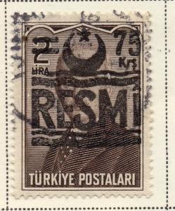 Turkey 1955-56 Issue Fine Used 75k. Optd Resmi Star & Crescent Surcharged 085560