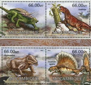 Reptiles Stamp Desmatosuchus Dimetrodon Vignette Erythrosuchus S/S MNH #5836-583