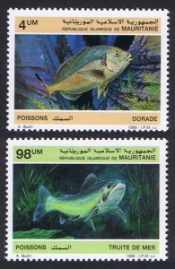 Mauritania Bream Trout Fish 2v 1986 MNH SC#614-615 SG#874+877 MI#899-900