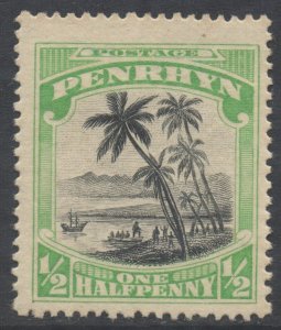 Penrhyn Island (Cook Islands) Scott 25 - SG32, 1920 Pictorial 1/2d MH*