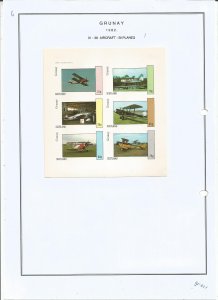 GRUNAY- 1982 - Bi-Planes - Imperf 6v Sheet - Mint Light Hinged - Private Issue