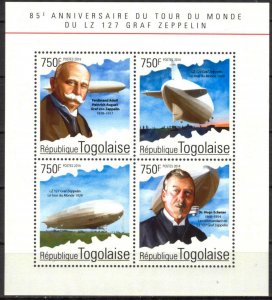 Togo 2014 Aviation Zeppelins sheet + S/S MNH