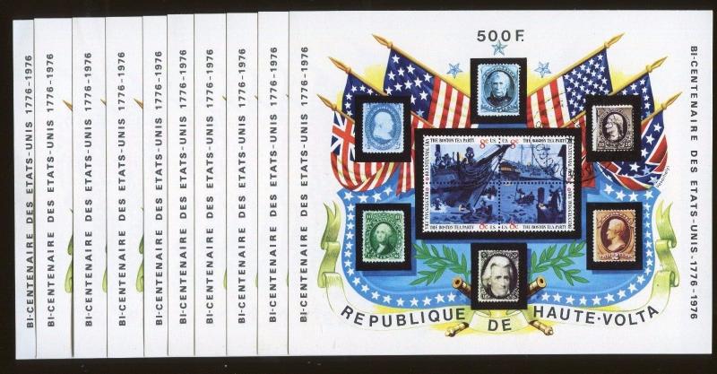 Burkina Faso Souvenir Sheet WHOLESALE LOT #358 MNH, U.S. BOSTON TEA PARTY - FB28