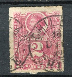 CHILE; 1877-78 classic Columbus rouletted issue used shade of 2c. Postmark