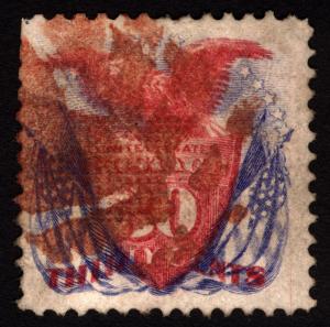 U.S. Classic #121 30c Ultra & Carmine 1869 Used VF Rare Red Cancel Gem CV $700++