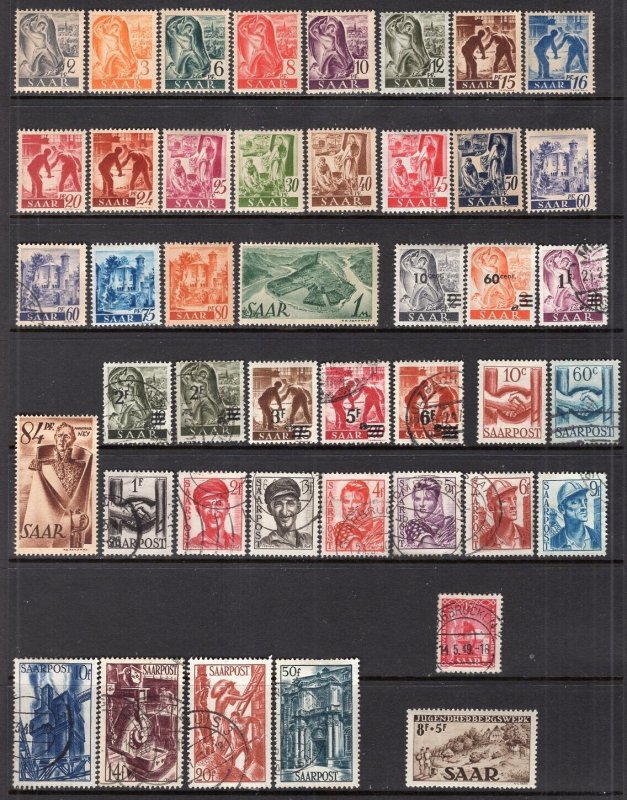 Saar + French Zone 1945-1957 Selection of 100 Stamps Mint-Used ECV$250+