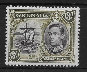 GRENADA SG158ab 1938 3d BLACK & OLIVE-GREEN EXTRA WINDOWS VAR MTD MINT