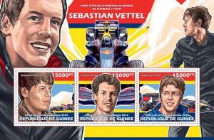 Sebastian Vettel Formula 1 Auto Racing Cars Sports Guinea MNH stamp set