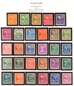 US #803 - 831 VF to VF/XF mint never hinged,   A select set with Superior cen...