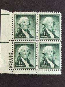Scott #1031 George Washington - Wet Printing Plate Block MNH