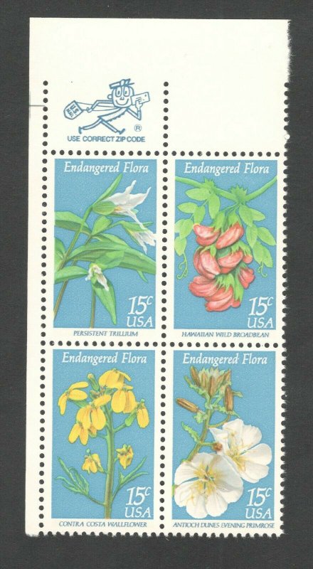 1783-86 Endangered Flora Zip Block Mint/nh FREE SHIPPING