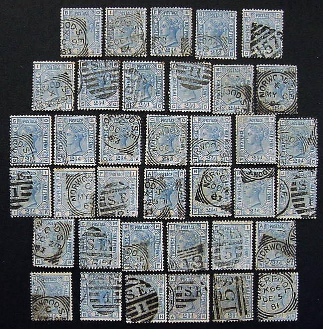 Great Britain, Scott 82, Plate 22, 37 Diff Plate Positions!