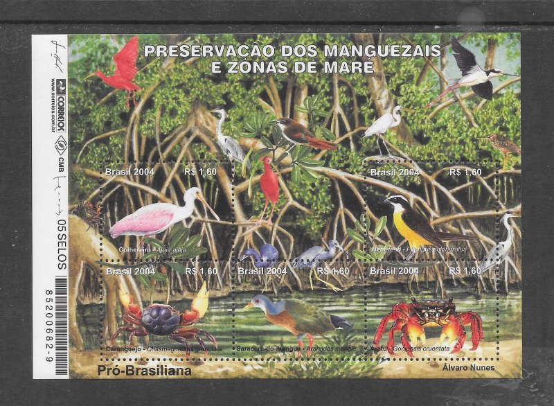 BIRDS - BRAZIL #2926 PRESERVE THE MANGROVES M/S MNH