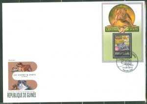 GUINEA 2013 DOGS AND CATS SOUVENIR SHEET FIRST DAY COVER