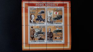 Old cars - Ford T - Sao Tome and Principe 2008. - Complete SS + Bl ** MNH