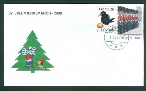 Denmark Cover. 2008. Santa.Dog. Nyk. M.“Christmas Seal Walk # 32 Sc# 1400. #01