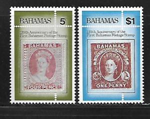 BAHAMAS 553-554 MNH STAMP ON STAMPS 1984 SET