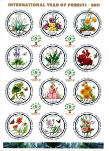 RUSSIA LOCAL SHEET IMPERF FORESTS FLOWERS PLANTS EUROPA 2011